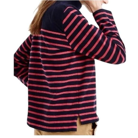 J.Crew Women Small Nautical Striped Button Shoulder Turtleneck Top Navy Pink - Picture 5 of 14